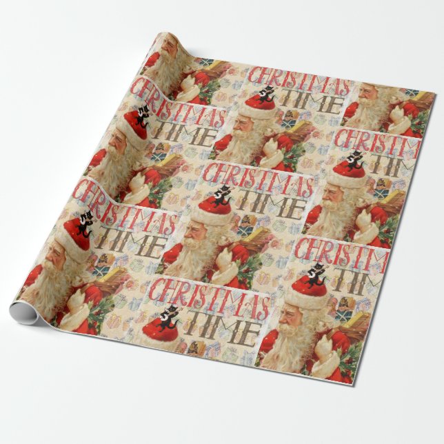 Weihnachtswaschpapier Santa Geschenkpapier (Ungerollt)