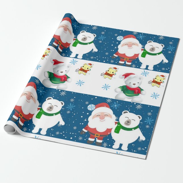 Weihnachtswaschpapier Santa Geschenkpapier (Ungerollt)