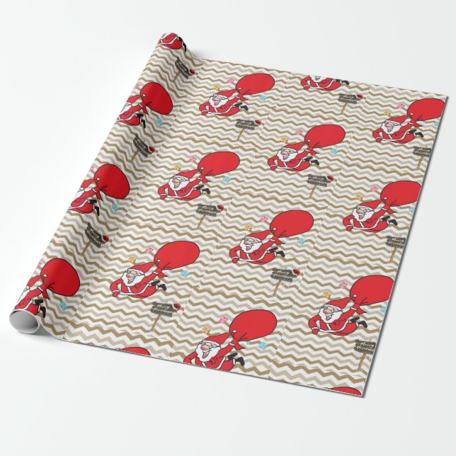 Weihnachtswaschpapier Santa Geschenkpapier (Ungerollt)