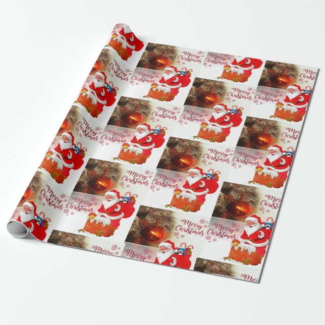 Weihnachtswaschpapier Santa Geschenkpapier (Ungerollt)