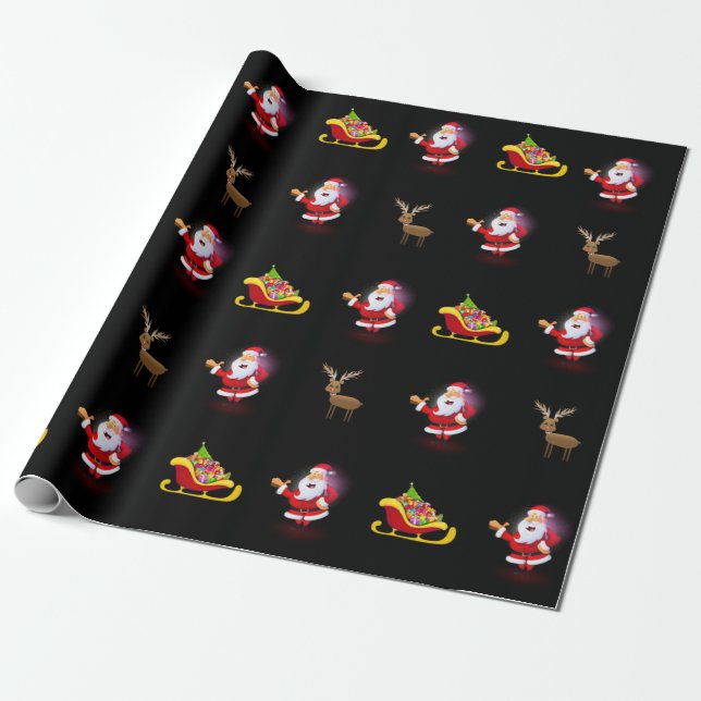 Weihnachtswaschpapier Santa Geschenkpapier (Ungerollt)