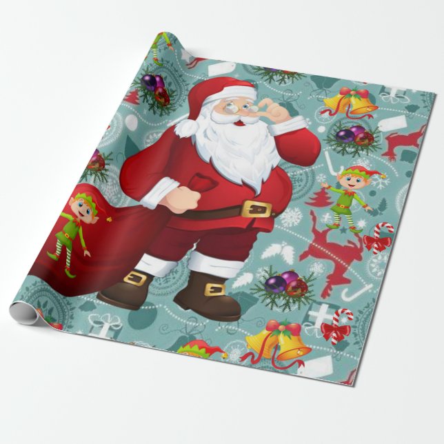 Weihnachtswaschpapier Santa Geschenkpapier (Ungerollt)