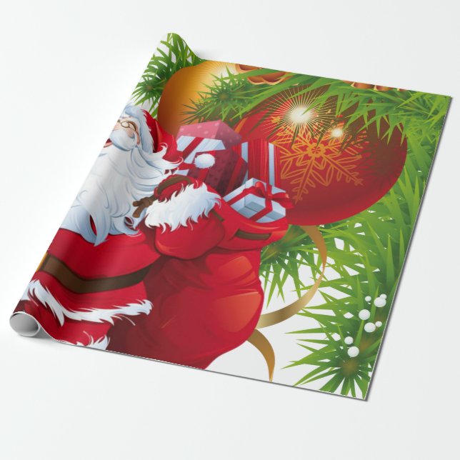 Weihnachtswaschpapier Santa Geschenkpapier (Ungerollt)