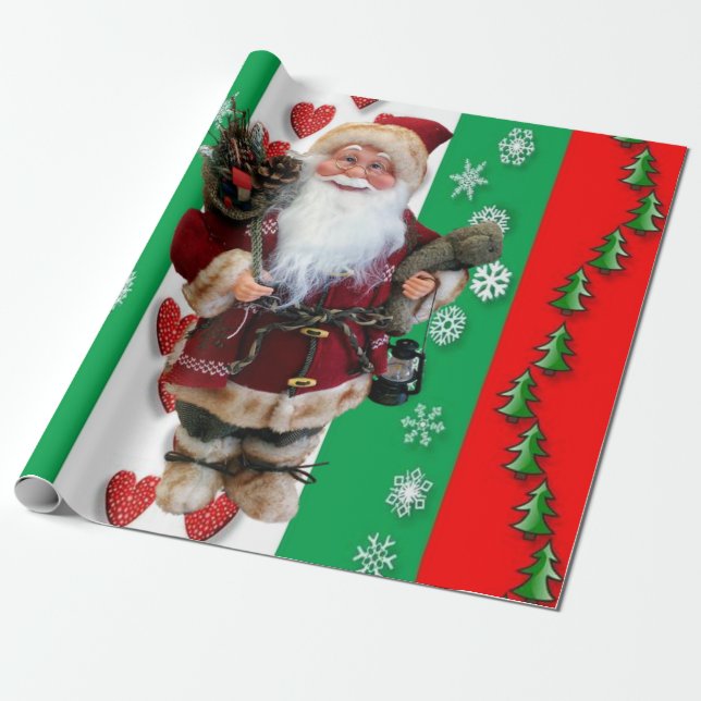 Weihnachtswaschpapier Santa Geschenkpapier (Ungerollt)