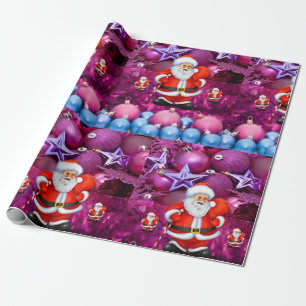 Weihnachtswaschpapier Santa Lila Geschenkpapier