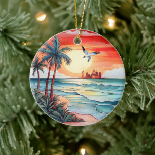 Weihnachtswasserbadezene Keramik Ornament