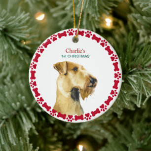 Weihnachtswasserfarbe Airedale Hund Personalisiert Keramik Ornament