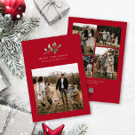 Weihnachtswasserfarbe Flora Fünf Foto Collage Feiertagskarte<br><div class="desc">Die Weihnachtswasserfarbe Floral Five Foto Collage Holiday Card bietet eine wunderschöne Aquarelldarstellung der saisonalen Vegetation und heiligen Beeren,  zusammen mit fünf Fotos.</div>