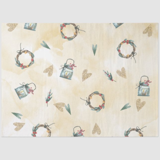 Weihnachtswasserfarbe GoldI Design 9 Seidenpapier (Vorderseite)