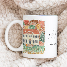 Weihnachtswasserfarbe Herbst Georgianisches Haus Kaffeetasse