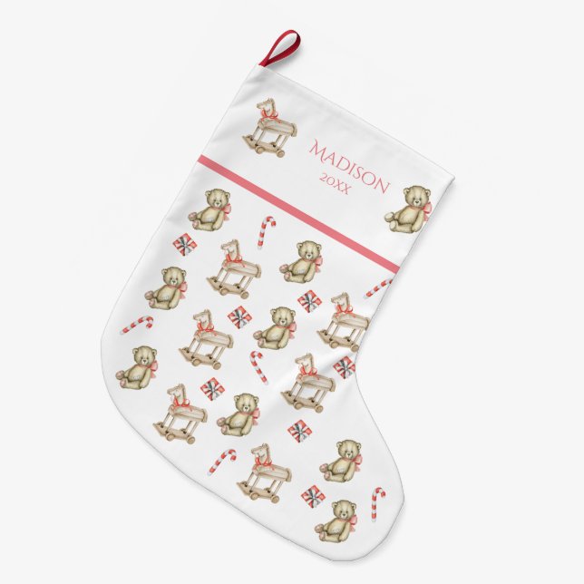 Weihnachtswasserfarbe Name für ihr rosa Jahr Großer Weihnachtsstrumpf (Vorderansicht (hängend))