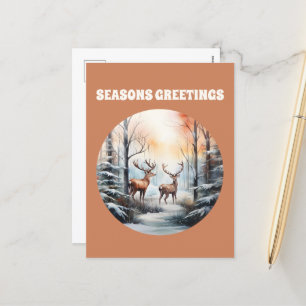 Weihnachtswasserfarben-Rentiere hinzufügen Feiertagspostkarte