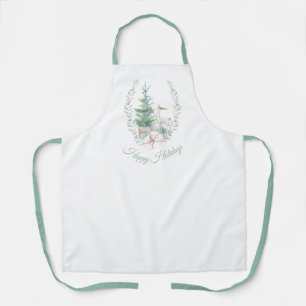 Weihnachtswasserfarbenes Reh und Baum Schürze