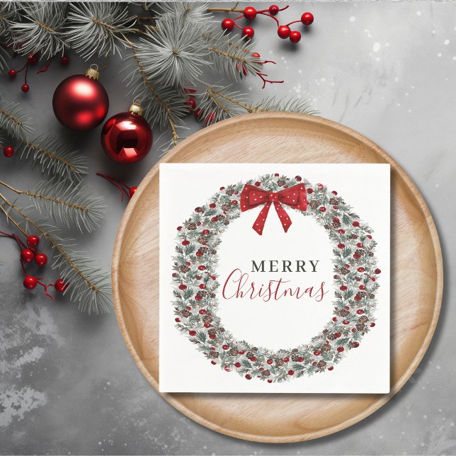Weihnachtswasserkranz Serviette (Christmas Watercolor Wreath Napkins)