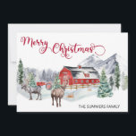 Weihnachtswatercolor Winter Barn Woodland Rentier Feiertagskarte<br><div class="desc">Dieses Design kann in dem Bereich personalisiert werden, der durch das Ändern des Fotos und/oder Textes zur Verfügung gestellt wird. Oder Sie können es anpassen, indem Sie den Mausklick auswählen, um weitere Optionen anzupassen, um die Farbe des Hintergrunds zu löschen oder zu ändern, Text hinzuzufügen, die Textfarbe oder den Stil...</div>