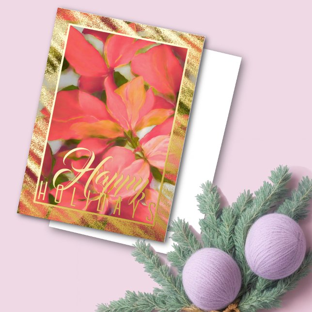 Weihnachtsweih Poinsettia Pink Folien Feiertagskarte (Von Creator hochgeladen)