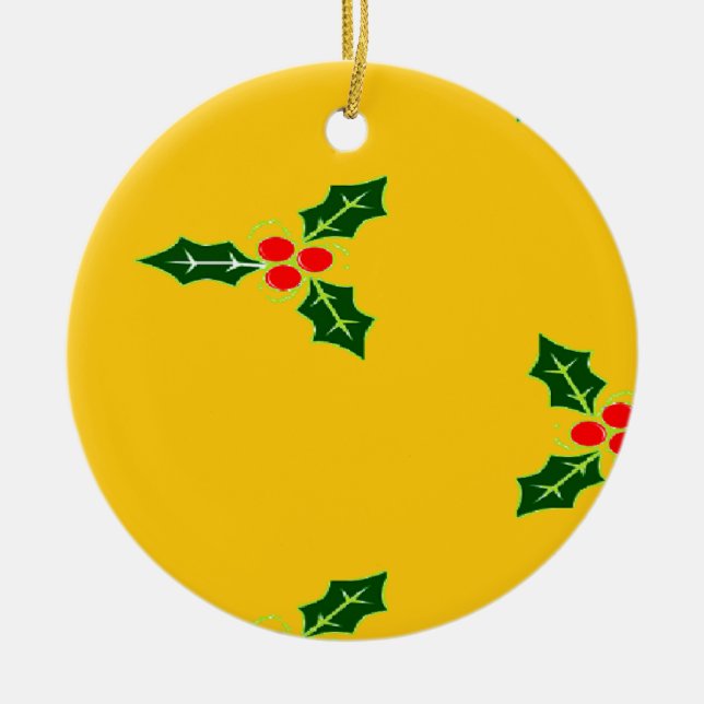 Weihnachtsweihe auf Orange Keramik Ornament (Vorne)