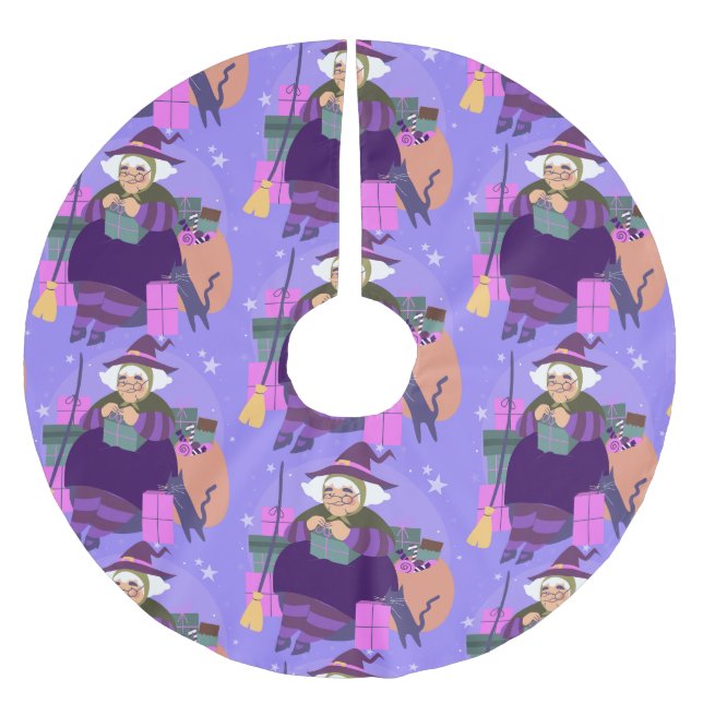 Weihnachtsweihe der schwarzen Katze Polyester Weihnachtsbaumdecke (Vorderseite)