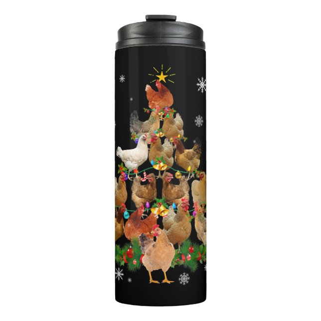Weihnachtsweihe im Hühnchen Lichter Funny Chicken  Thermosbecher (Vorderseite)