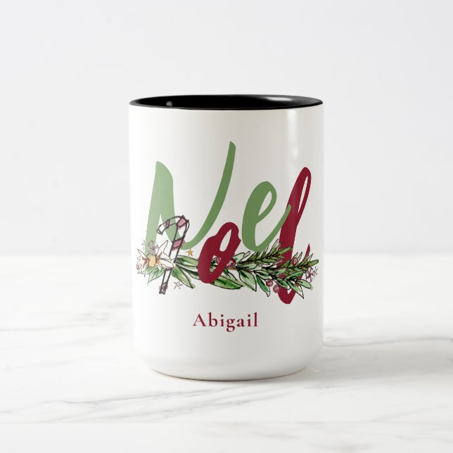 WeihnachtsWeihnachten Personalisiert Zweifarbige Tasse (Mittel)