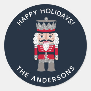 Weihnachtsweihnachtsaufkleber Red Black Nutcracker Runder Aufkleber