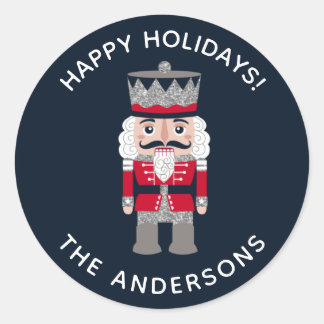 Weihnachtsweihnachtsaufkleber Red Black Nutcracker Runder Aufkleber