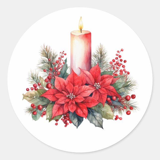 Weihnachtsweihnachtsbäume, Blume, Beeren Runder Aufkleber (Vorderseite)