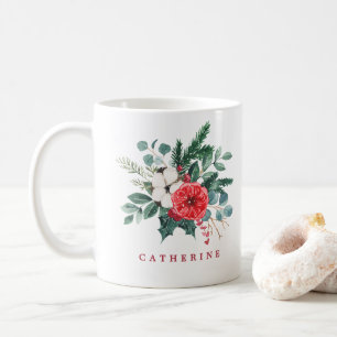 Weihnachtsweihnachtsbotanicals-Individuelle Name Kaffeetasse