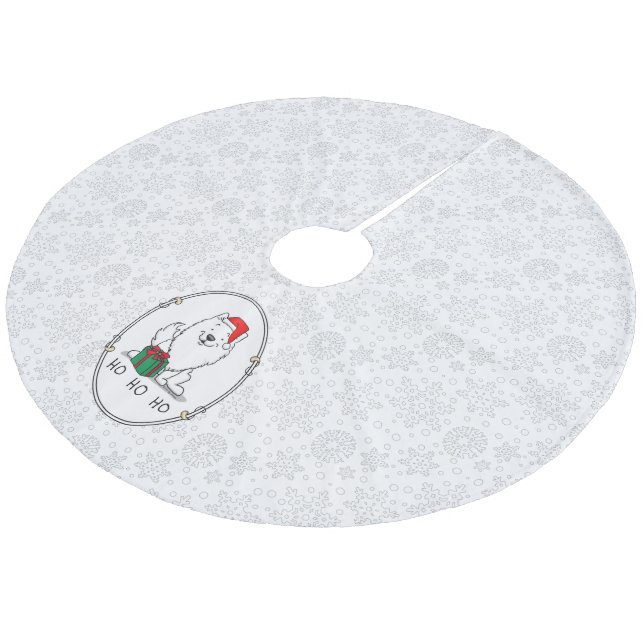 WeihnachtsWeihnachtsfeiertag Eskimo HO HO HO Niedl Fleece Weihnachtsbaumdecke (Schrägansicht)