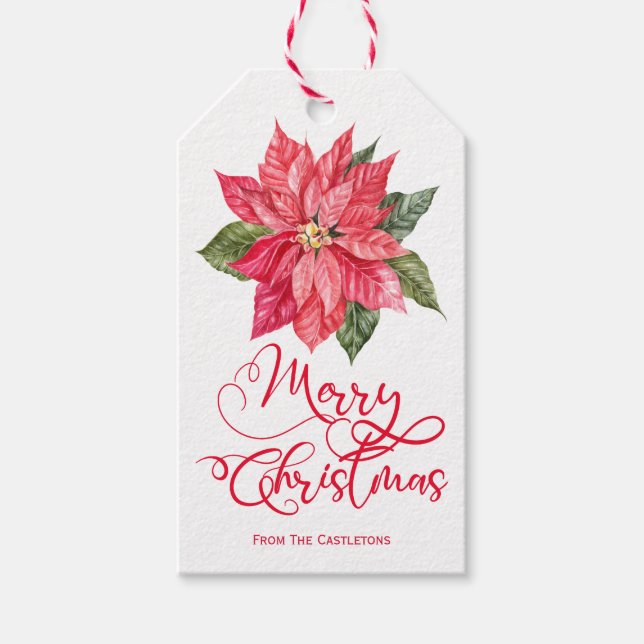 Weihnachtsweihnachtsfeiertage Poinsettia Geschenkanhänger (Vorderseite)