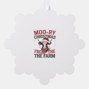 Weihnachtsweihnachtsfest der Kuh aus dem Bauernhof Ornament Karte