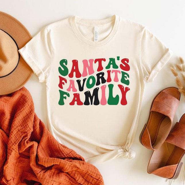 Weihnachtsweihnachtsfest der Lieblingsfamilie T-Shirt (Santa's Favorite Family Christmas Groovy white T-Shirt)