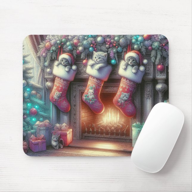 Weihnachtsweihnachtsfest mit Kätzchen Mousepad (Mit Mouse)