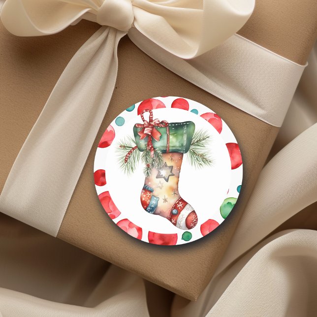 Weihnachtsweihnachtsfest mit Polka Dots Runder Aufkleber (Von Creator hochgeladen)