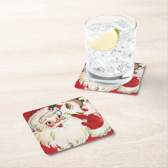 Weihnachtsweihnachtsfest - Rentiere Party Unterset Rechteckiger Pappuntersetzer (Vor Ort)