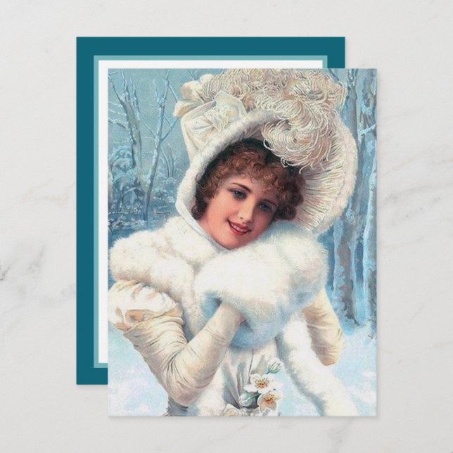 Weihnachtsweihnachtsfrau gibt Stimmung Mitteilungskarte (Vorne/Hinten)