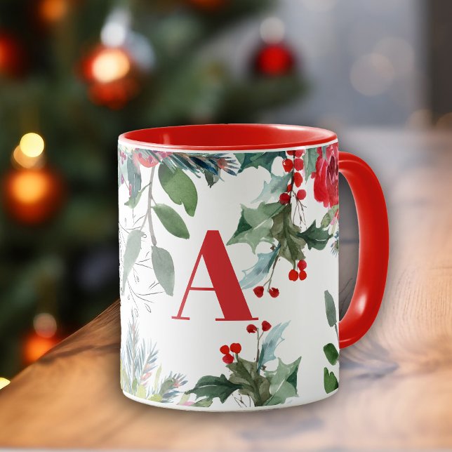 Weihnachtsweihnachtsgebäck mit elegantem Rot-Monog Tasse (Von Creator hochgeladen)