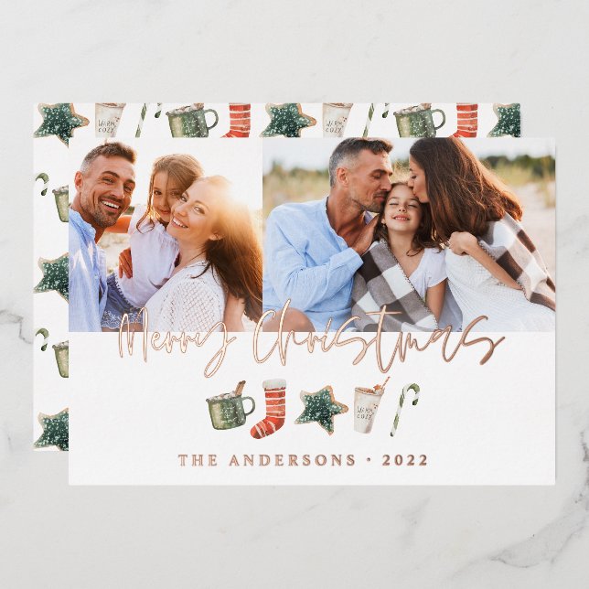 Weihnachtsweihnachtsgetränke Süßkarpfen Folien Feiertagskarte (Vorderseite/Rückseite)