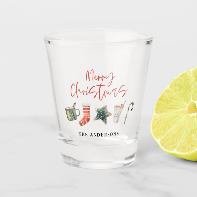 Weihnachtsweihnachtsgetränke Süßkarpfen  Schnapsglas (Vorderseite)