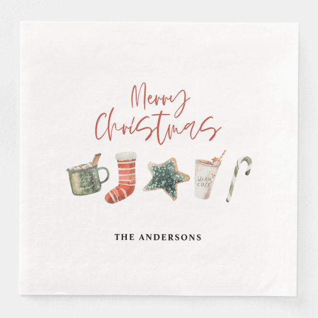 Weihnachtsweihnachtsgetränke Süßkarpfen Serviette (Vorderseite)