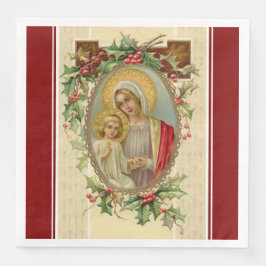 Weihnachtsweihnachtsjause Jungfrau Mary Baby Jesus Serviette