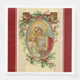 Weihnachtsweihnachtsjause Jungfrau Mary Baby Jesus Serviette