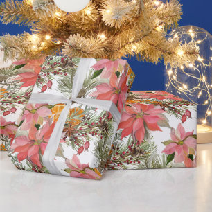 Weihnachtsweihnachtskalender Poinsettia Blume & Or Geschenkpapier