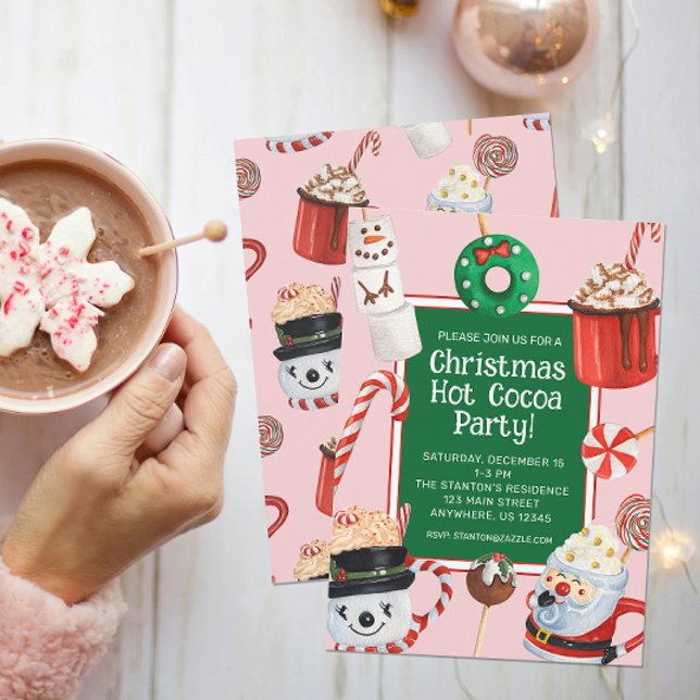 Weihnachtsweihnachtskalk Kakaoschokolade Party Einladung (This hot chocolate cocoa party invitation is sure to be a hit this Christmas!)