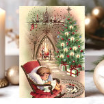 Weihnachtsweihnachtsküche Schlafsäugling Kamin Feiertagskarte<br><div class="desc">Weihnachts-Kittenschlafen Baby-Kamin-Urlaubskarte. Dieses Design verfügt über ein Schlafkätzchen und ein Baby vor einem Kamin und einem Weihnachtsbaum. Was für eine schöne Retro-Urlaubsszene! Personalisieren Sie dieses maßgeschneiderte Design mit Ihrem eigenen Gruß.</div>