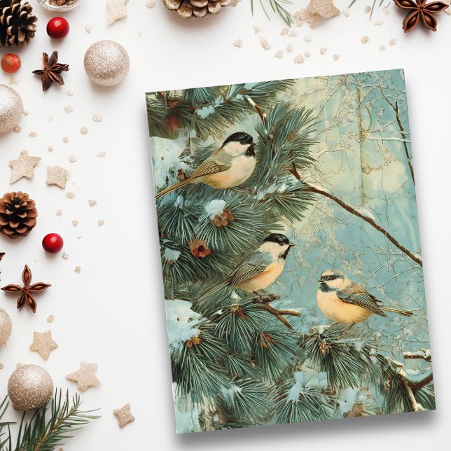 Weihnachtsweihnachtsliegevögel Pine Tree Postkarte (Von Creator hochgeladen)