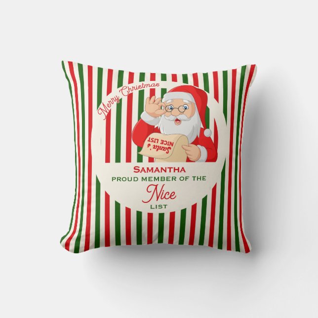 Weihnachtsweihnachtsliste Stolzes Mitglied Kissen (Vorderseite)