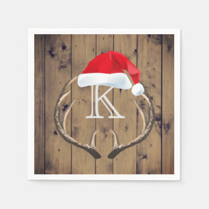 WeihnachtsWeihnachtsmannmütze-Ren-Geweih-Monogram Serviette