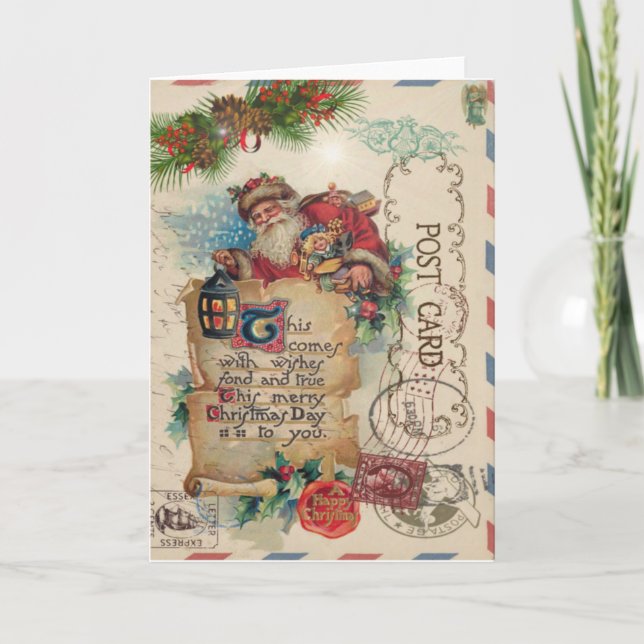 Weihnachtsweihnachtsreise Postkarte Weihnachtsmann (Vorderseite)