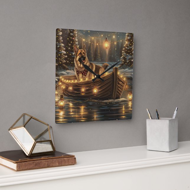 Weihnachtsweihnachtsreise Quadratische Wanduhr (Büro)